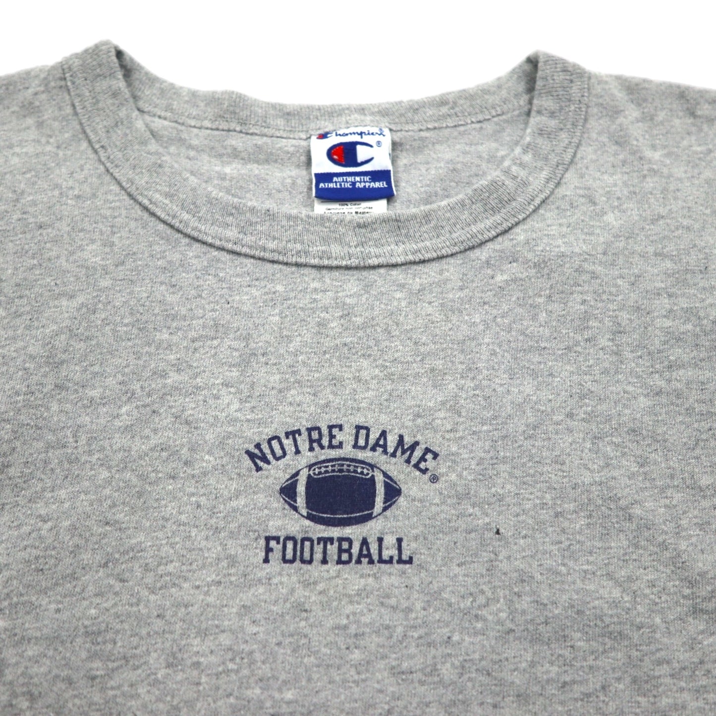 Champion 90s Embroidered Tag T-Shirt XL Grey Cotton NOTRE DAME FOOTBALL Made in Mexico