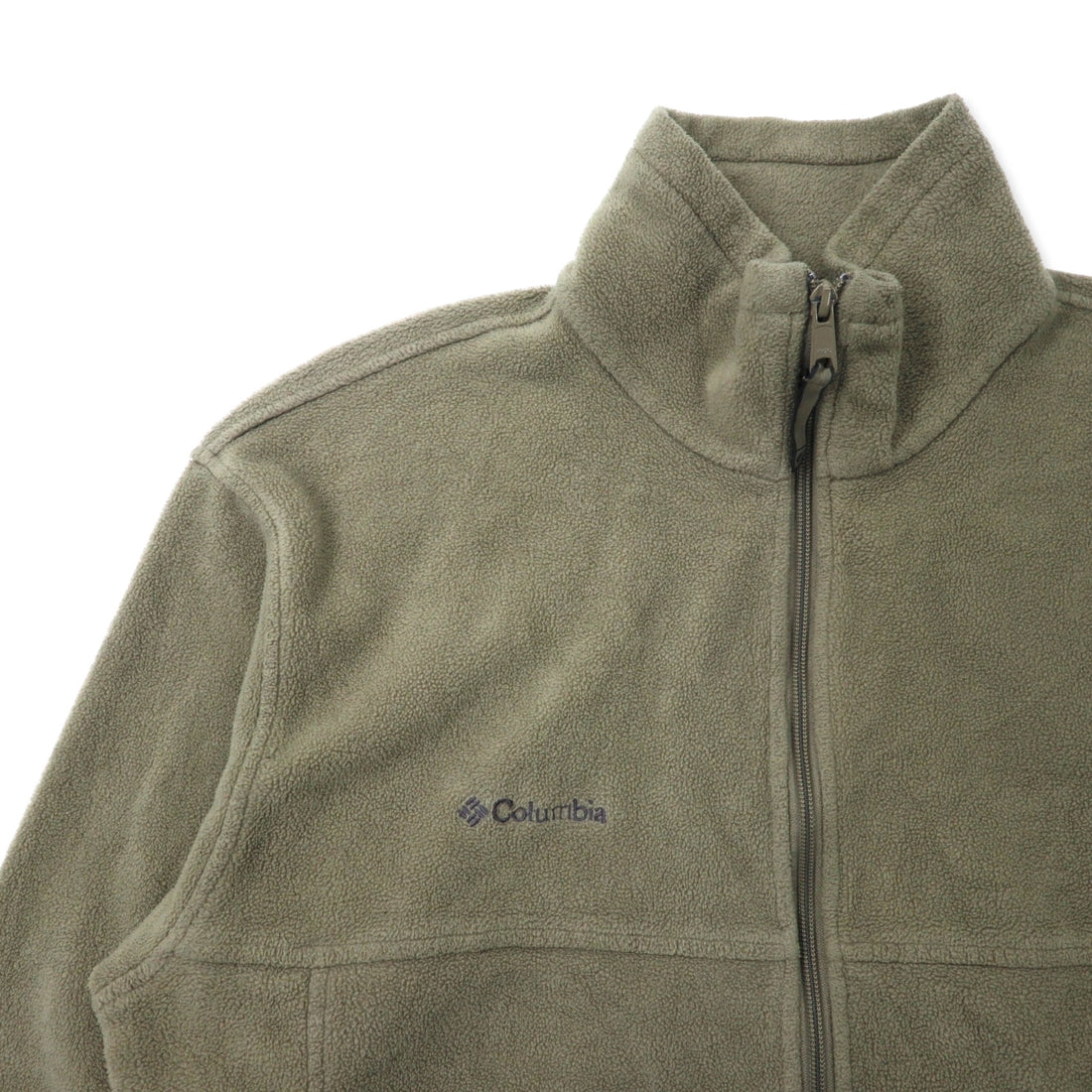 Columbia Full Zip Fleece Jacket L Beige Polyester One Point Logo Embroidery WM6113