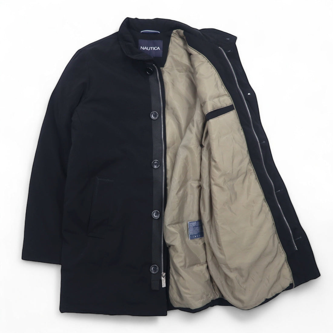 NAUTICA Stand Collar Down Jacket Coat S Black Polyester