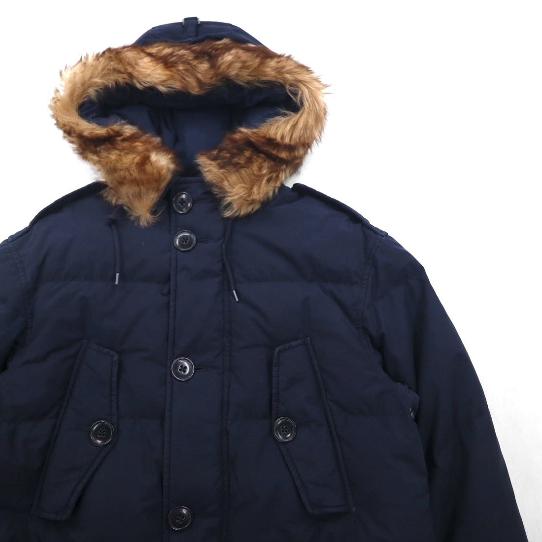 Polo Ralph Lauren 90s Military Down Jacket, Size S, Navy, N-3B, Removable Fur