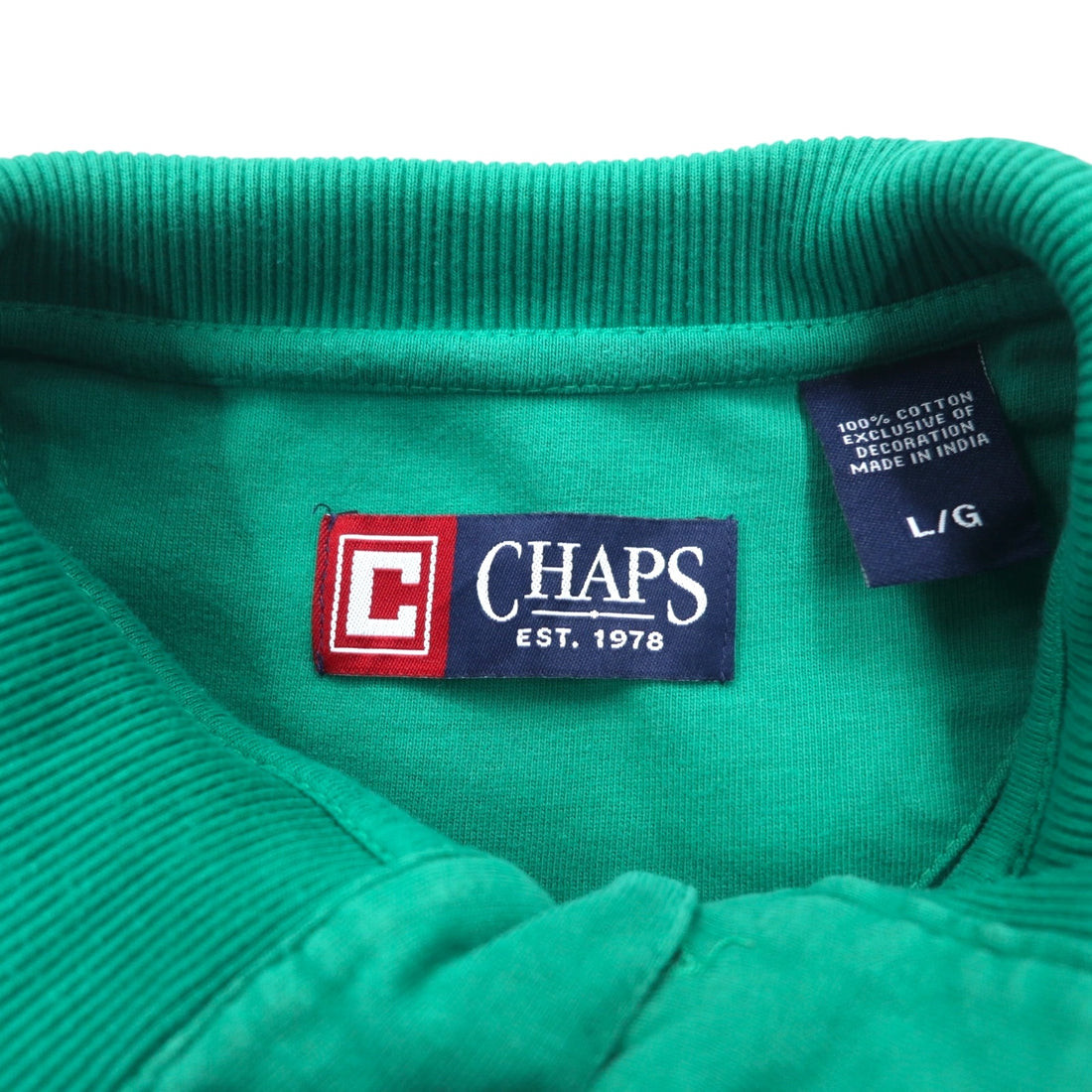 CHAPS ハーフボタン ロングスリーブTシャツ ロンT L グリーン コットン ワンポイントロゴ刺繍