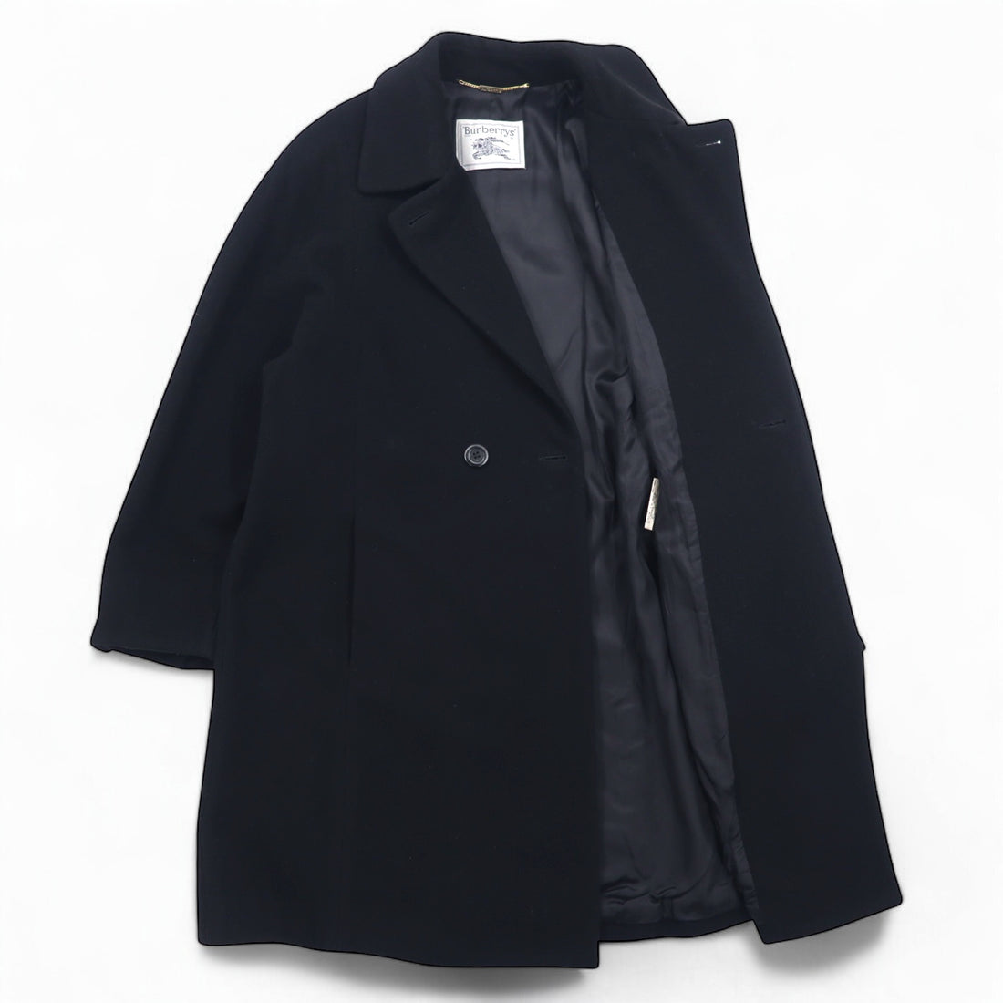 Burberrys スペイン製 カシミヤ チェスターコート M ブラック ウール WOOL & CASHMERE