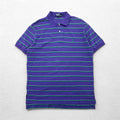 Polo by Ralph Lauren 90s Striped Polo Shirt L Purple Cotton Pique Small Pony Embroidery