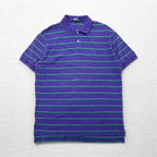 Polo by Ralph Lauren 90s Striped Polo Shirt L Purple Cotton Pique Small Pony Embroidery
