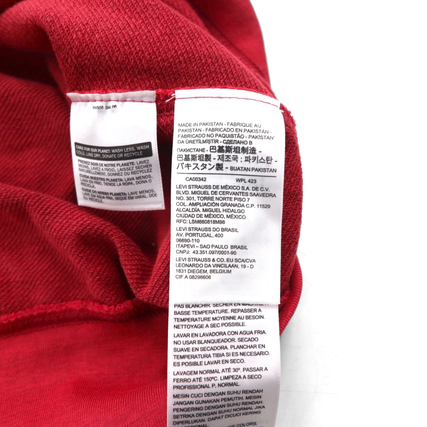 Levi's リラックスフィット RELAXED クルーネックスウェット M レッド ワンポイント 刺繍 85531-0002 未使用品