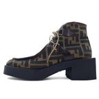 日本然リトテ-古着オンライン-FENDI イタリア製 ズッカ柄 ショートブーツ ブーティー 23cm ブラウン ブラック SCARPE キャンバス-FENDI Italy Made Zucca Pattern Short Boots Booties US6 Brown Black SCARPE Canvas