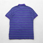 Polo by Ralph Lauren 90s Striped Polo Shirt L Purple Cotton Pique Small Pony Embroidery