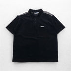 Billabong 90s USA made velour polo shirt XL black cotton polyester one point logo embroidery