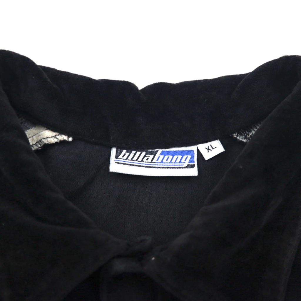 Billabong 90s USA made velour polo shirt XL black cotton polyester one point logo embroidery