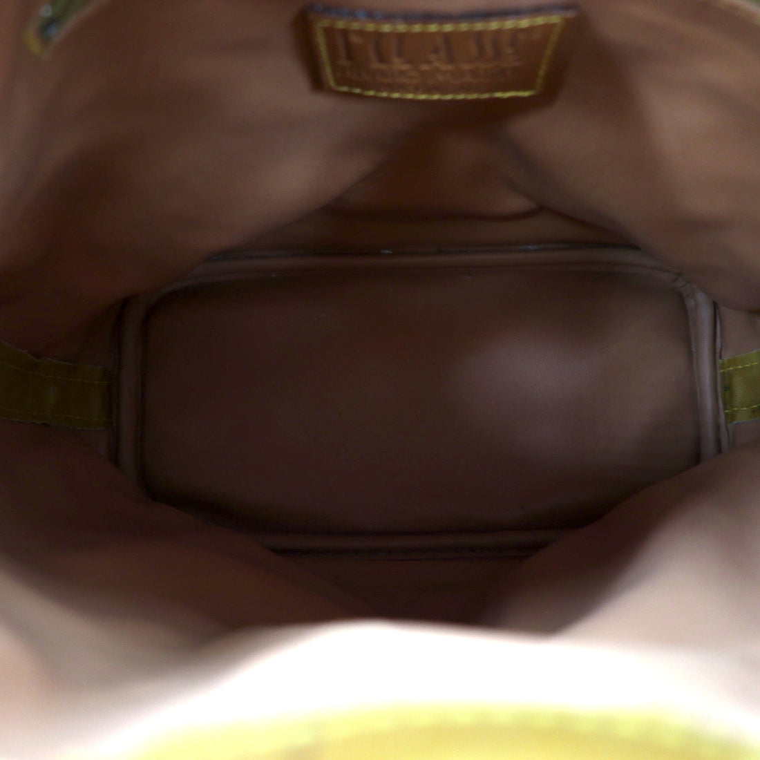 PRIMA CLASSE Made in Italy Drawstring Shoulder Bag Beige PVC Leather World Map