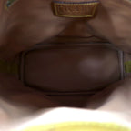 PRIMA CLASSE Made in Italy Drawstring Shoulder Bag Beige PVC Leather World Map