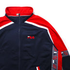 FILA 90s Track Jacket Jersey XL Navy Red Polyester Tape Logo