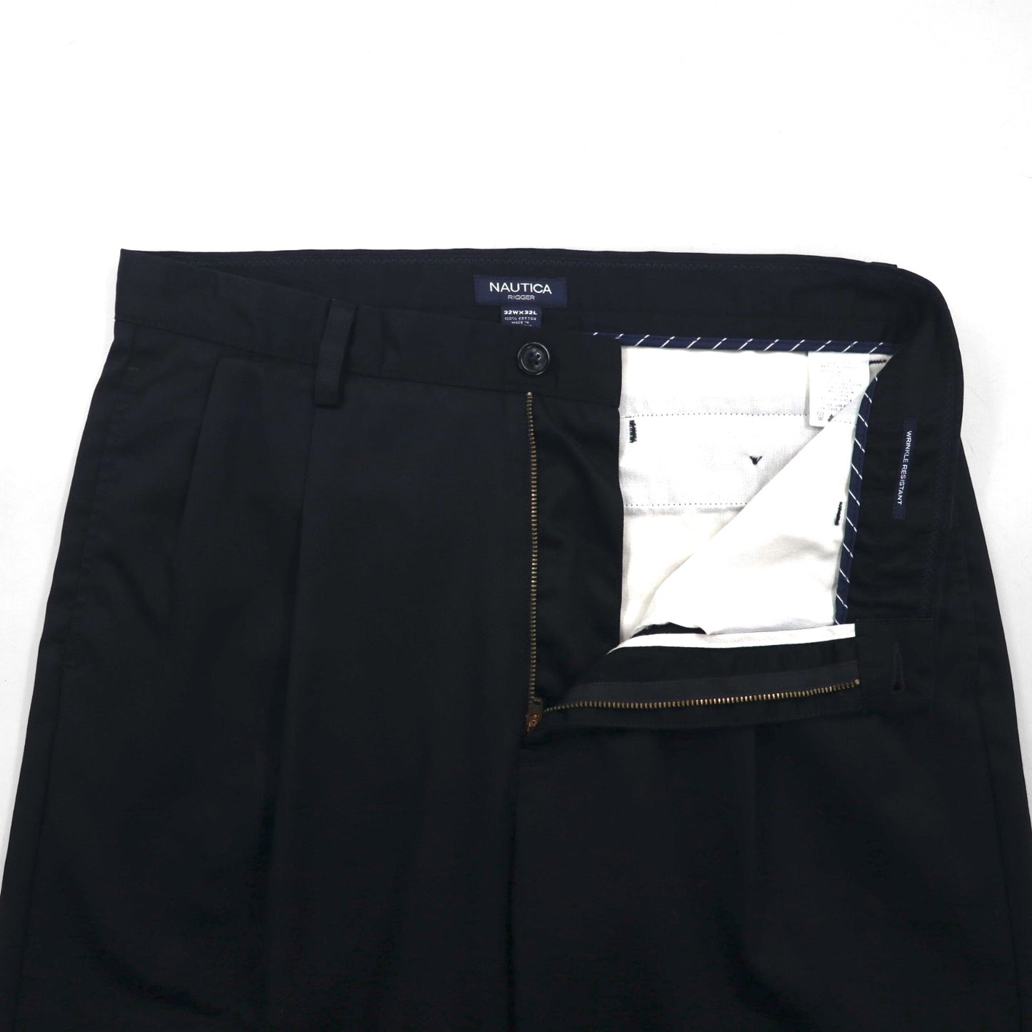 NAUTICA 2-pleat Wide Leg Slacks, Size M, Black, RIGGER Cotton