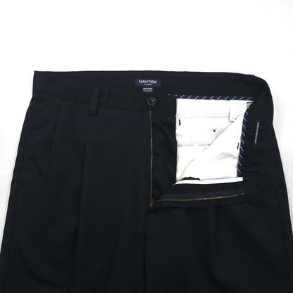 NAUTICA 2-pleat Wide Leg Slacks, Size M, Black, RIGGER Cotton