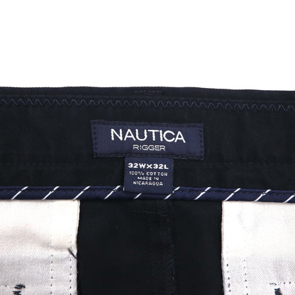 NAUTICA 2-pleat Wide Leg Slacks, Size M, Black, RIGGER Cotton