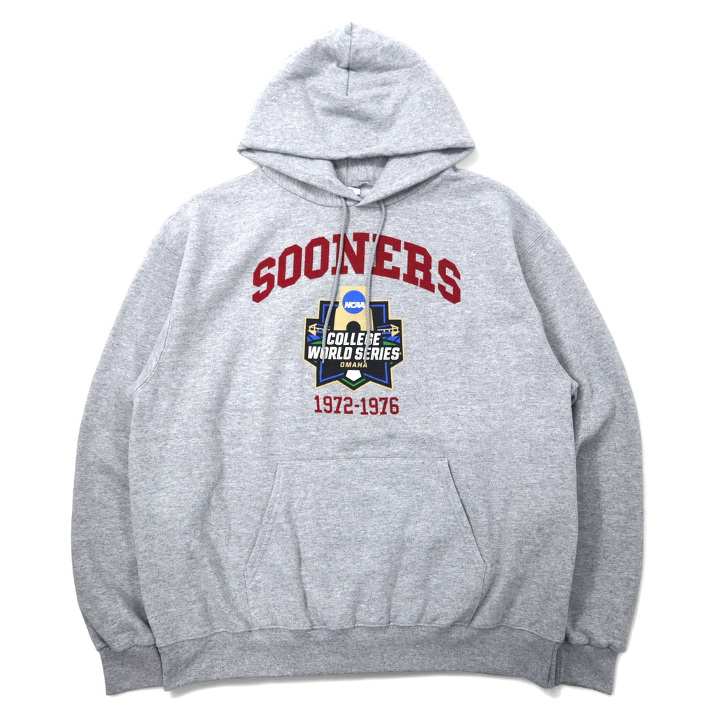 日本然リトテ-古着オンライン-Champion ECO カレッジ プリント パーカー 3XL グレー コットン 裏起毛 NCAA SOONERS ビッグサイズ-Champion ECO College Print Hoodie 3XL Gray Cotton brushed lining NCAA SOONERS Big Size