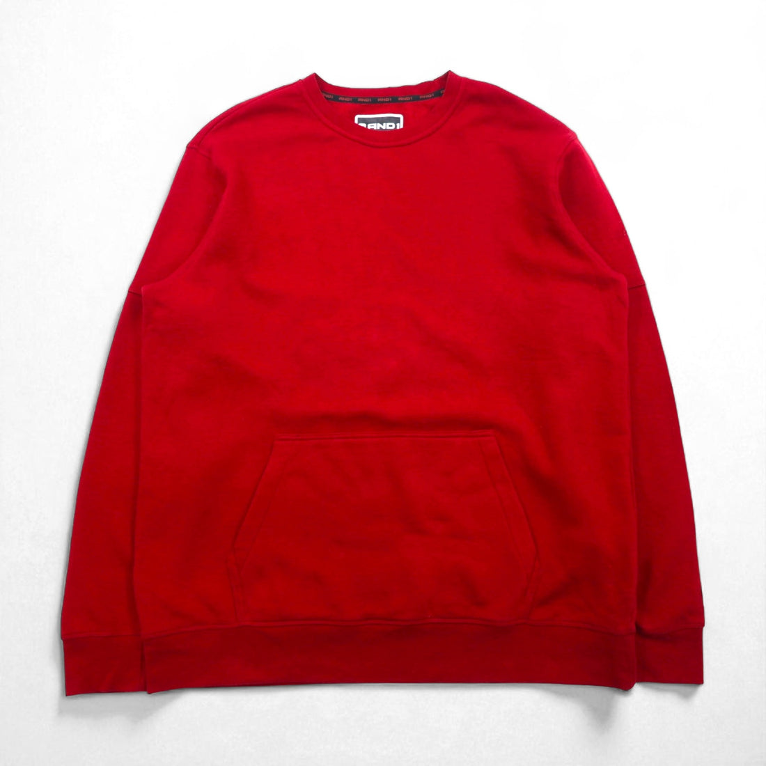 AND1 2000s Blank Sweatshirt, Size XL, Red, Solid Color, Fleece Lining, Front Pocket