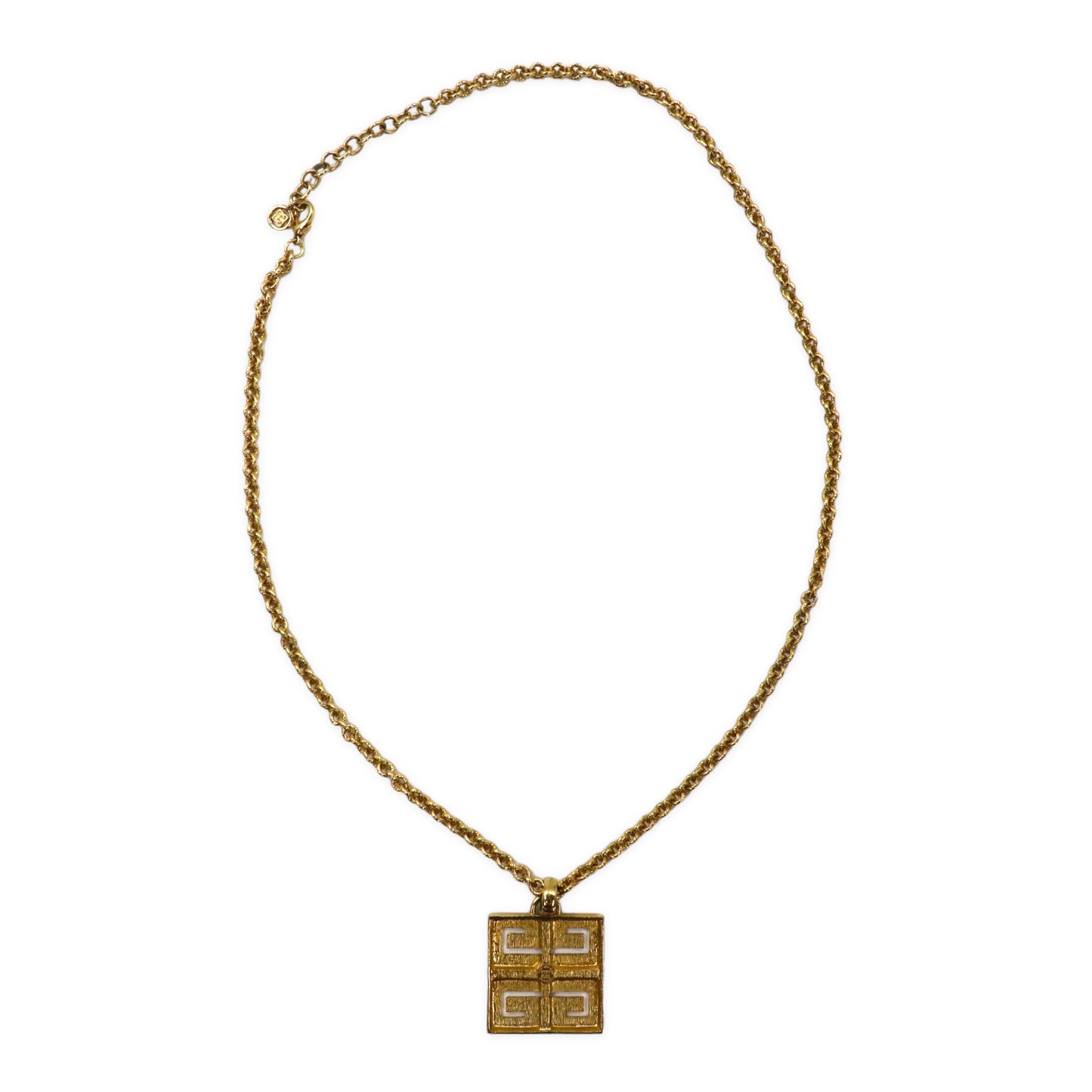GIVENCHY VINTAGE Necklace Gold Square Logo Augu Chain Vintage ...