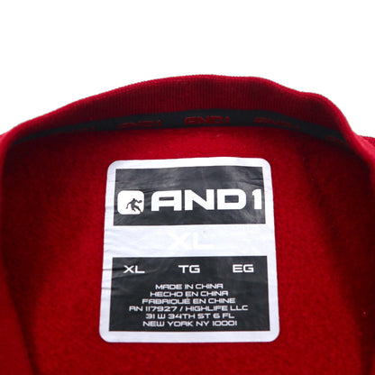 AND1 00年代 ブランク スウェットシャツ トレーナー XL レッド 無地 裏起毛 フロントポケット