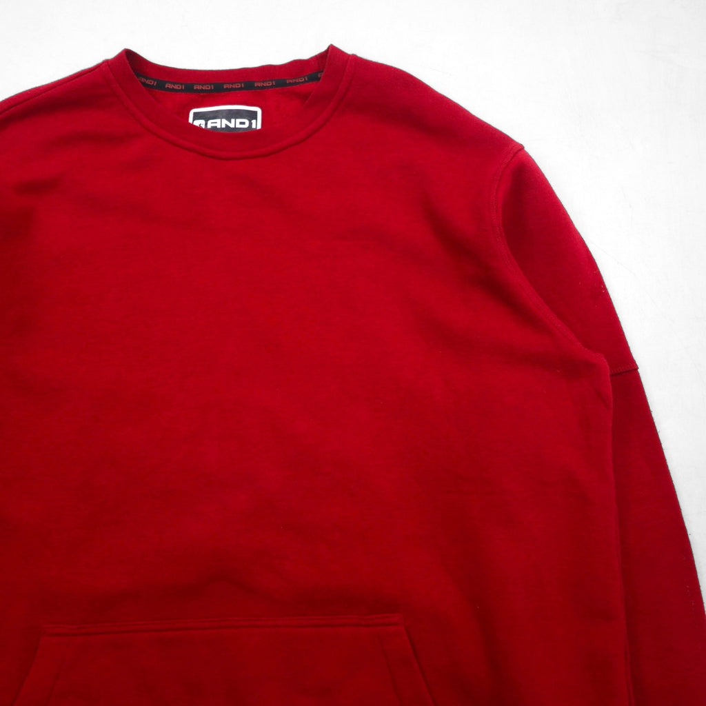 AND1 2000s Blank Sweatshirt, Size XL, Red, Solid Color, Fleece Lining, Front Pocket