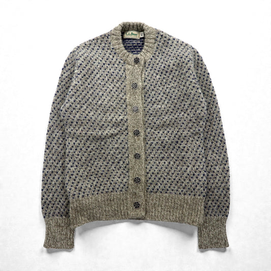 L.L.Bean 90年代 バーズアイ チロリアン ニット カーディガン M ウール コンチョボタン