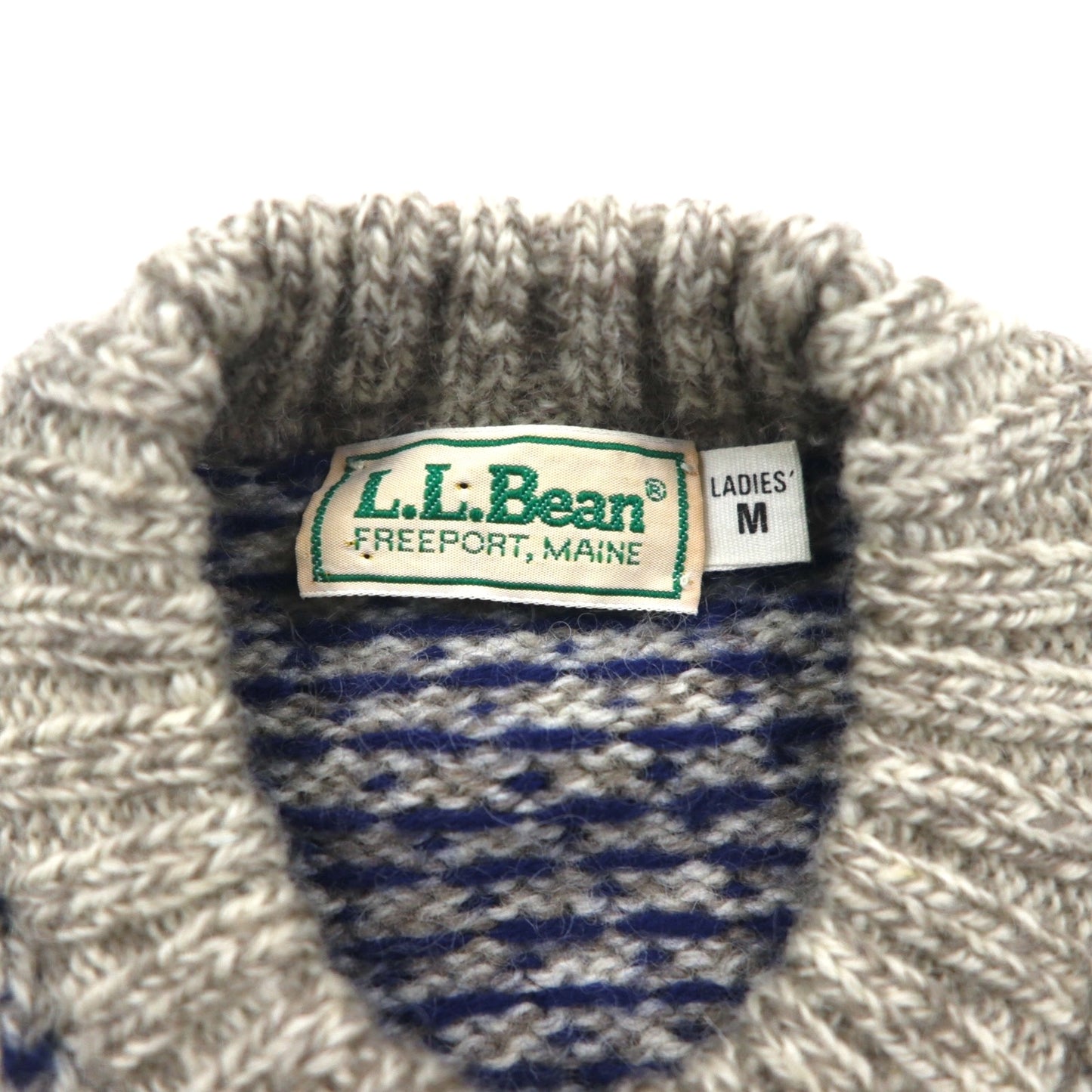 L.L.Bean 90年代 バーズアイ チロリアン ニット カーディガン M ウール コンチョボタン
