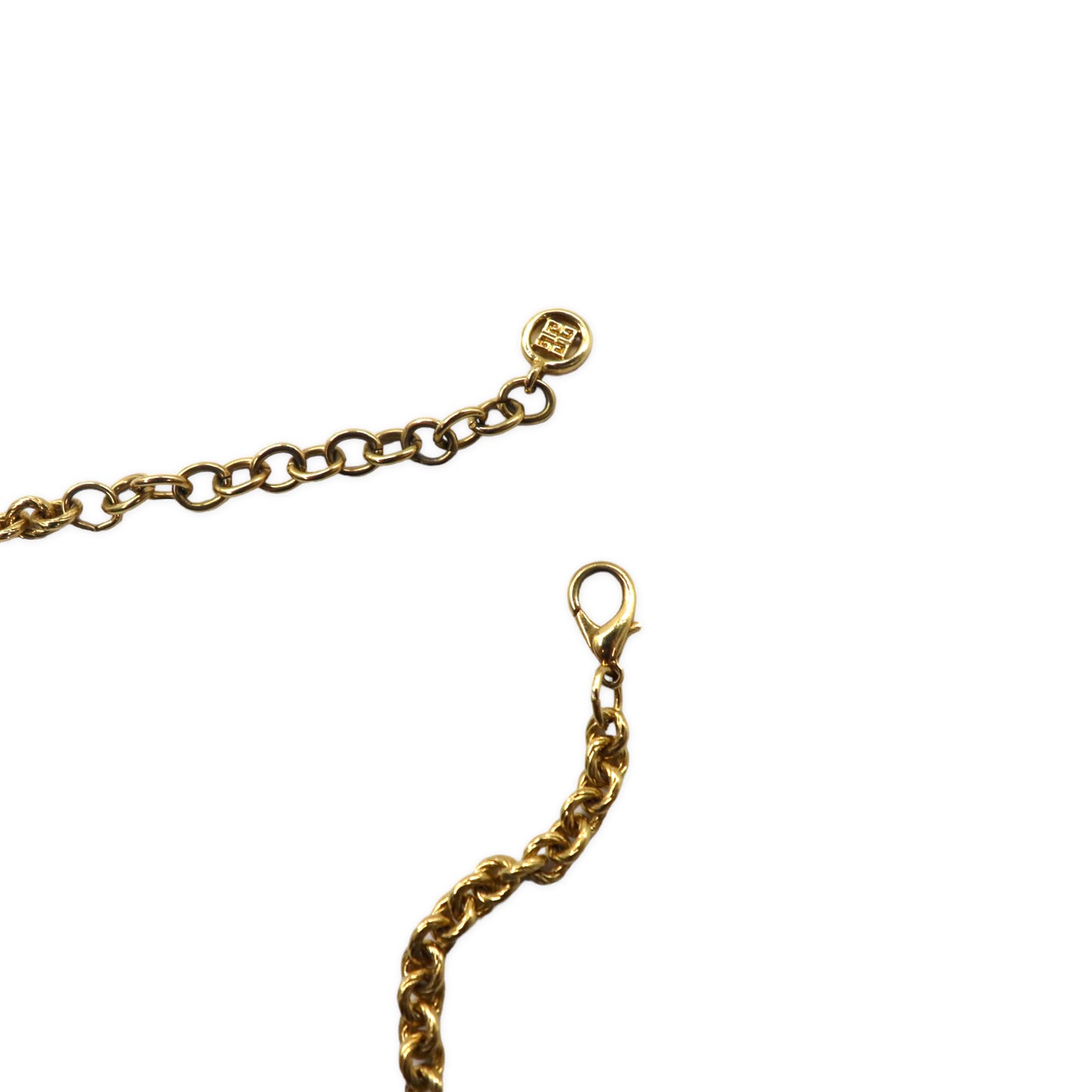 GIVENCHY VINTAGE Necklace Gold Square Logo Augu Chain Vintage