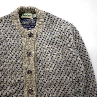 L.L.Bean 90年代 バーズアイ チロリアン ニット カーディガン M ウール コンチョボタン