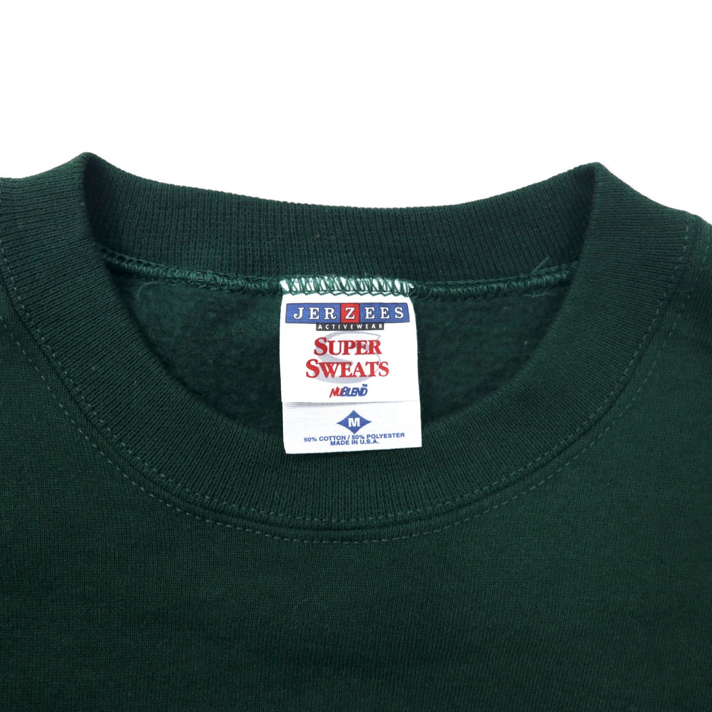 JERZEES USA製 90年代 SUPER SWEATS クルーネック スウェット M グリーン コットン 裏起毛 YHS Dance Team ワンポイント刺繍