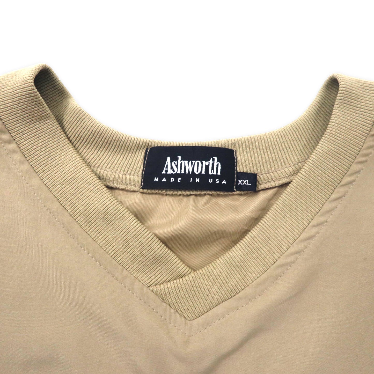 Ashworth USA製 ピステ プルオーバー ナイロンジャケット XXL ベージュ ポリエステル ロゴ刺繍 ビッグサイズ
