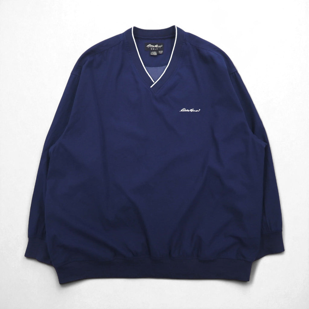 Eddie Bauer Piste Pullover Nylon Jacket, Size L, Navy, Water-Repellent, Polyester, One-Point Logo Embroidery, Side Pockets