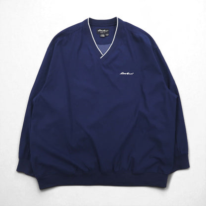 Eddie Bauer ピステ プルオーバー ナイロンジャケット L ネイビー ポリエステル 撥水 ワンポイントロゴ刺繍 サイドポケット
