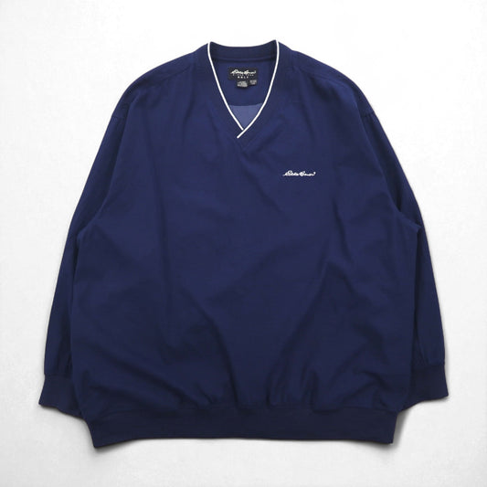 Eddie Bauer ピステ プルオーバー ナイロンジャケット L ネイビー ポリエステル 撥水 ワンポイントロゴ刺繍 サイドポケット