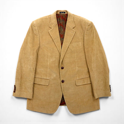 LAUREN RALPH LAUREN コーデュロイ 2B テーラードジャケット ブレザー L ベージュ くるみボタン 裏地ペイズリー柄