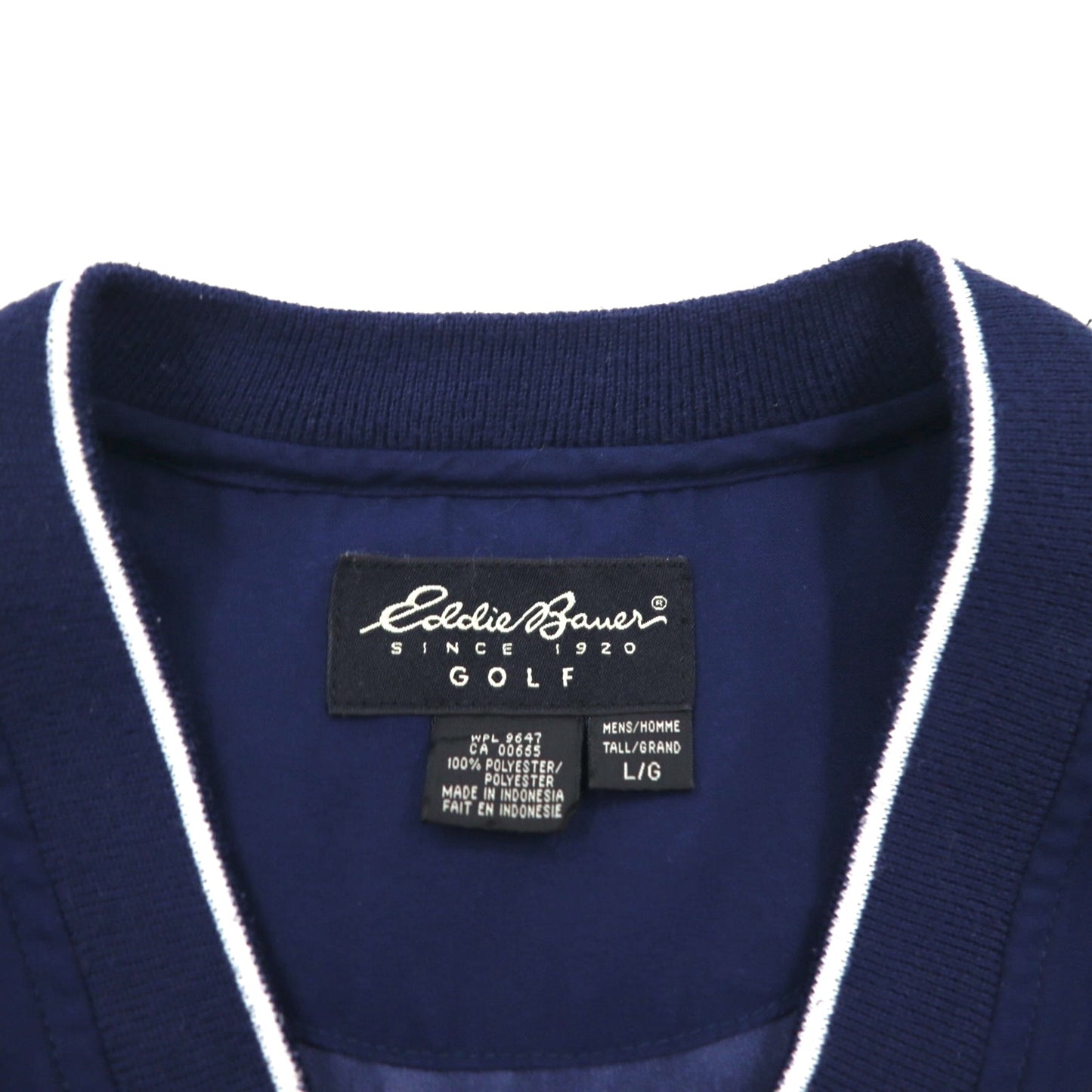 Eddie Bauer ピステ プルオーバー ナイロンジャケット L ネイビー ポリエステル 撥水 ワンポイントロゴ刺繍 サイドポケット