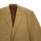 LAUREN RALPH LAUREN コーデュロイ 2B テーラードジャケット ブレザー L ベージュ くるみボタン 裏地ペイズリー柄