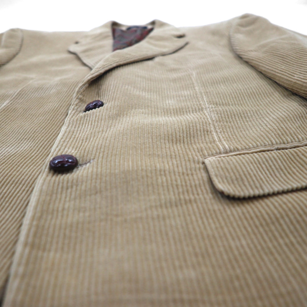 LAUREN RALPH LAUREN コーデュロイ 2B テーラードジャケット ブレザー L ベージュ くるみボタン 裏地ペイズリー柄