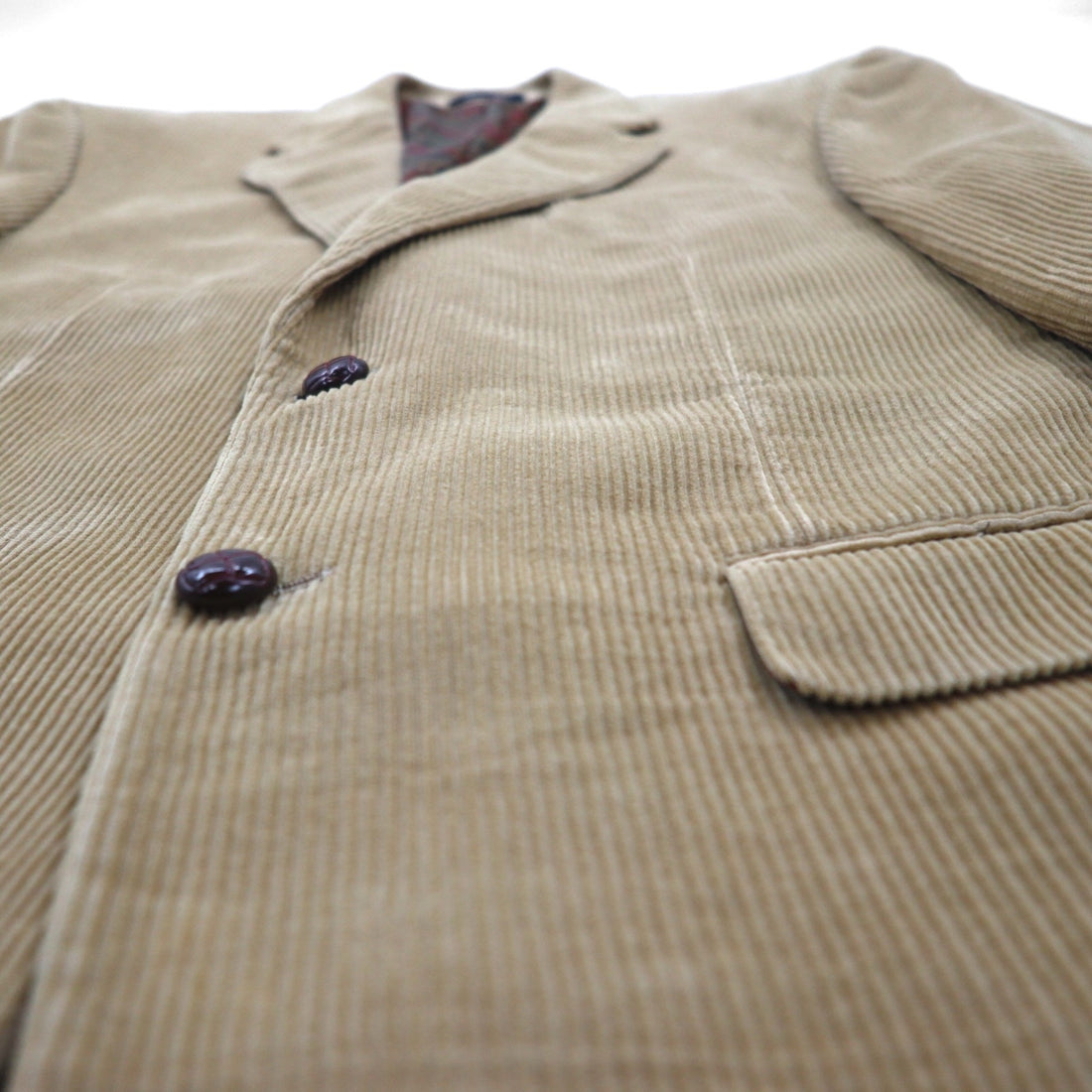 LAUREN RALPH LAUREN コーデュロイ 2B テーラードジャケット ブレザー L ベージュ くるみボタン 裏地ペイズリー柄