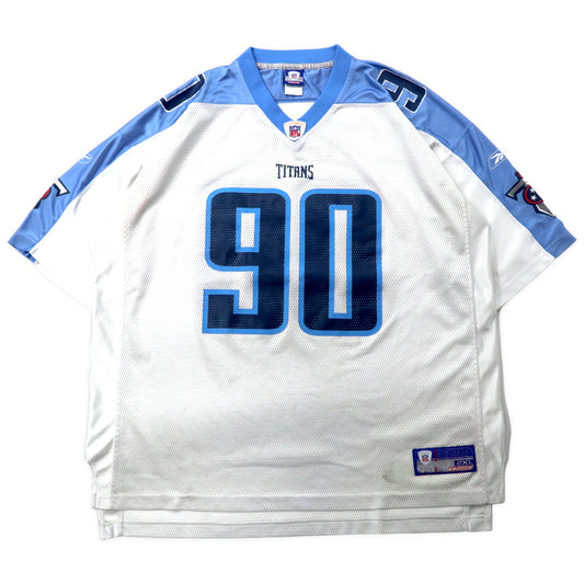 日本然リトテ-古着オンライン-Reebok NFL ゲームシャツ 2XL ホワイト ナイロン TITANS ナンバリング ビッグサイズ-Reebok NFL Game Shirt 2XL White Nylon TITANS Numbering Big Size