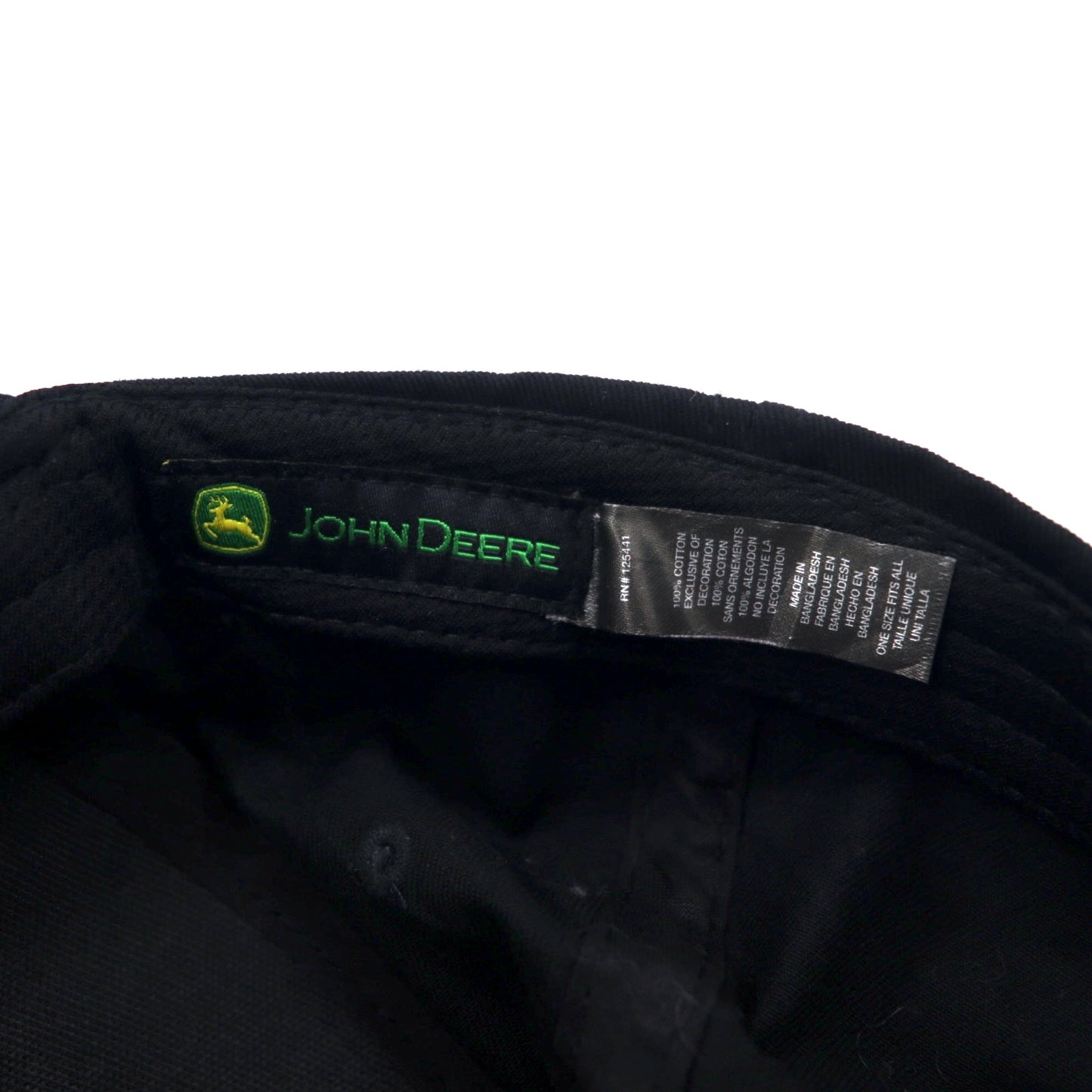 JOHN DEERE 6パネルキャップ ONE ブラック コットン ロゴ刺繍 US企業 未使用品