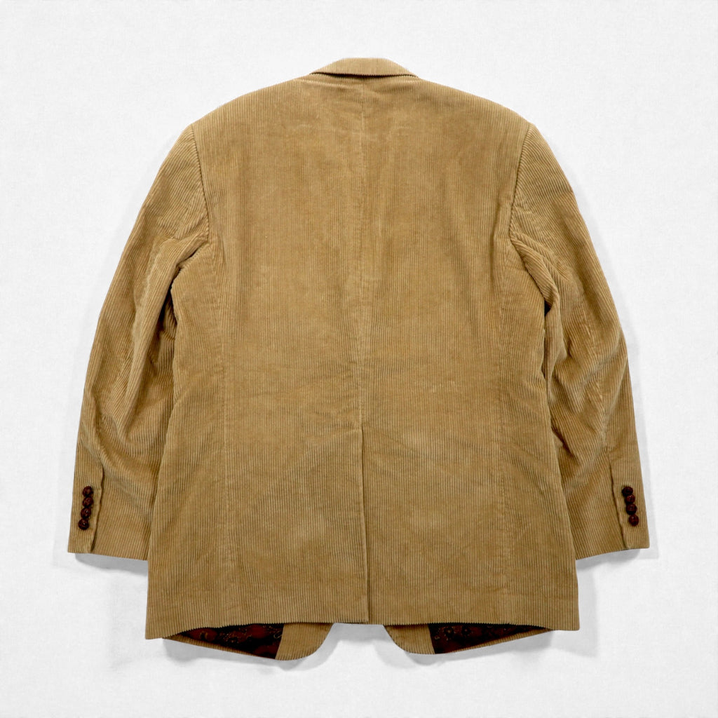 LAUREN RALPH LAUREN コーデュロイ 2B テーラードジャケット ブレザー L ベージュ くるみボタン 裏地ペイズリー柄