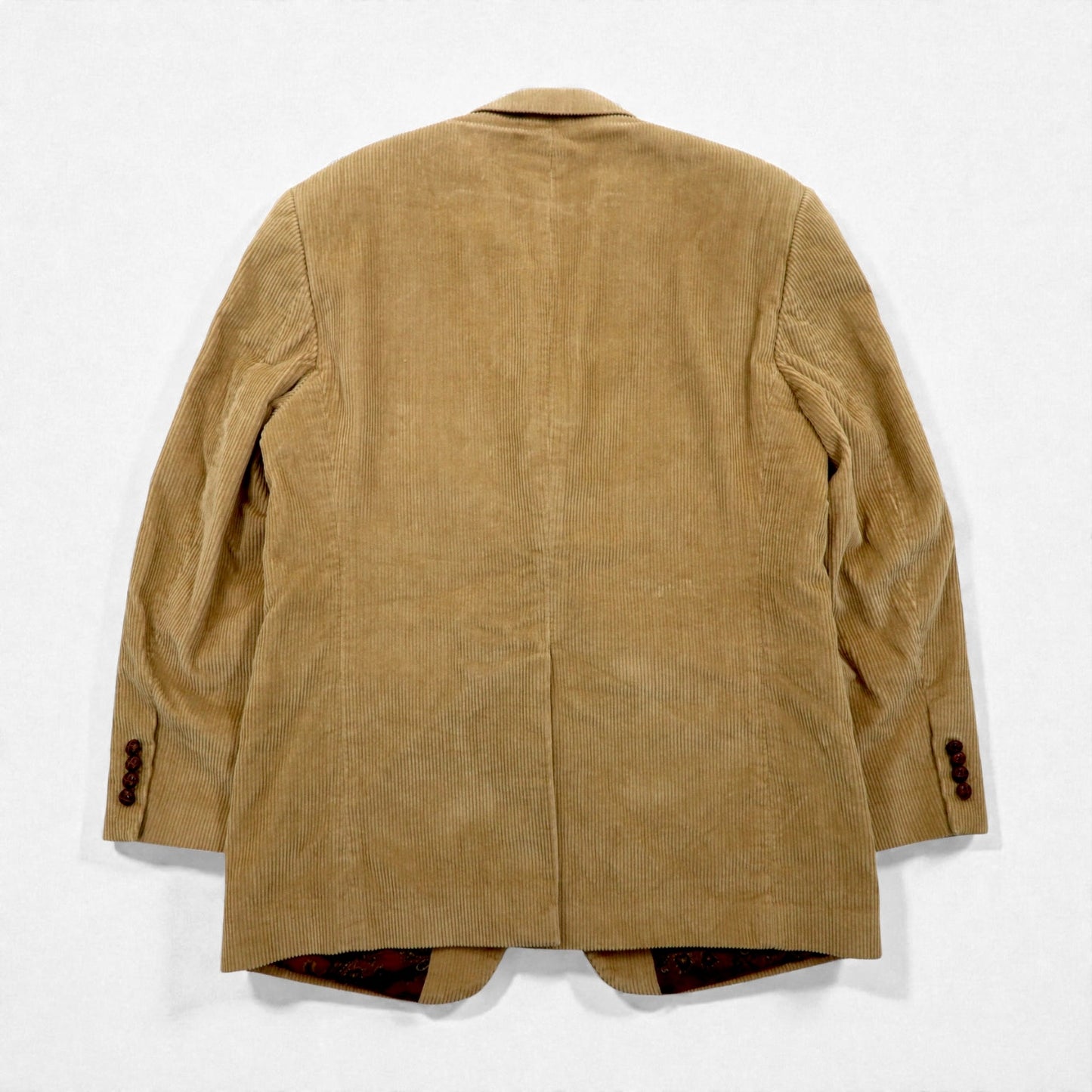 LAUREN RALPH LAUREN コーデュロイ 2B テーラードジャケット ブレザー L ベージュ くるみボタン 裏地ペイズリー柄