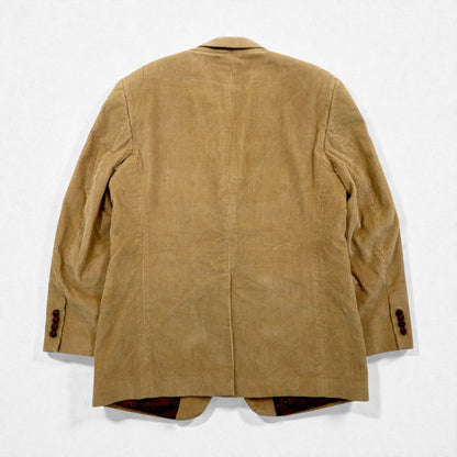 LAUREN RALPH LAUREN コーデュロイ 2B テーラードジャケット ブレザー L ベージュ くるみボタン 裏地ペイズリー柄