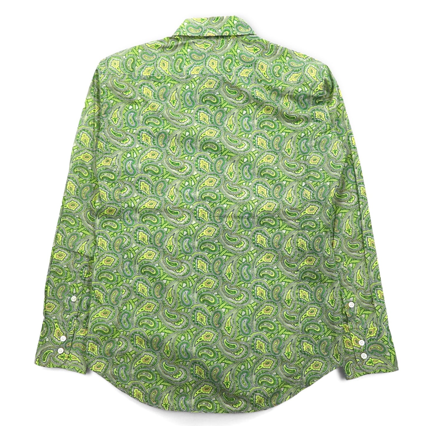 DESIGNWORKS ペイズリー柄 ドレスシャツ M グリーン 総柄 コットン 日本製