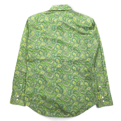 DESIGNWORKS ペイズリー柄 ドレスシャツ M グリーン 総柄 コットン 日本製