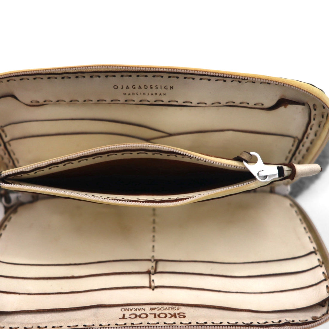 SKOLOCT x Ojaga design long wallet, round zip, all-over neon print, TSUYOSHI NAKANO