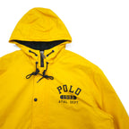 POLO RALPH LAUREN Mods Coat Bench Coat XL Yellow Polyester Boa Liner Padding Drawstring College Logo Print Back Logo