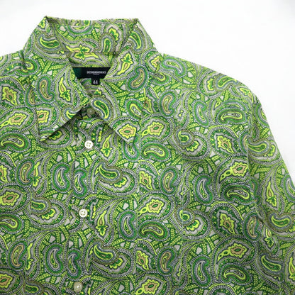 DESIGNWORKS ペイズリー柄 ドレスシャツ M グリーン 総柄 コットン 日本製