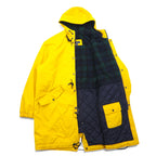 POLO RALPH LAUREN Mods Coat Bench Coat XL Yellow Polyester Boa Liner Padding Drawstring College Logo Print Back Logo