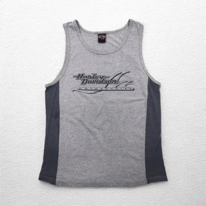 HARLEY DAVIDSON 90年代 USA製 タンクトップ L グレー コットン HONOLULU HAWAII 両面プリント